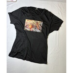Womens Sport-Tek Black active shirt, Happy‎ Thanksgiving, size Extra Large (XL)